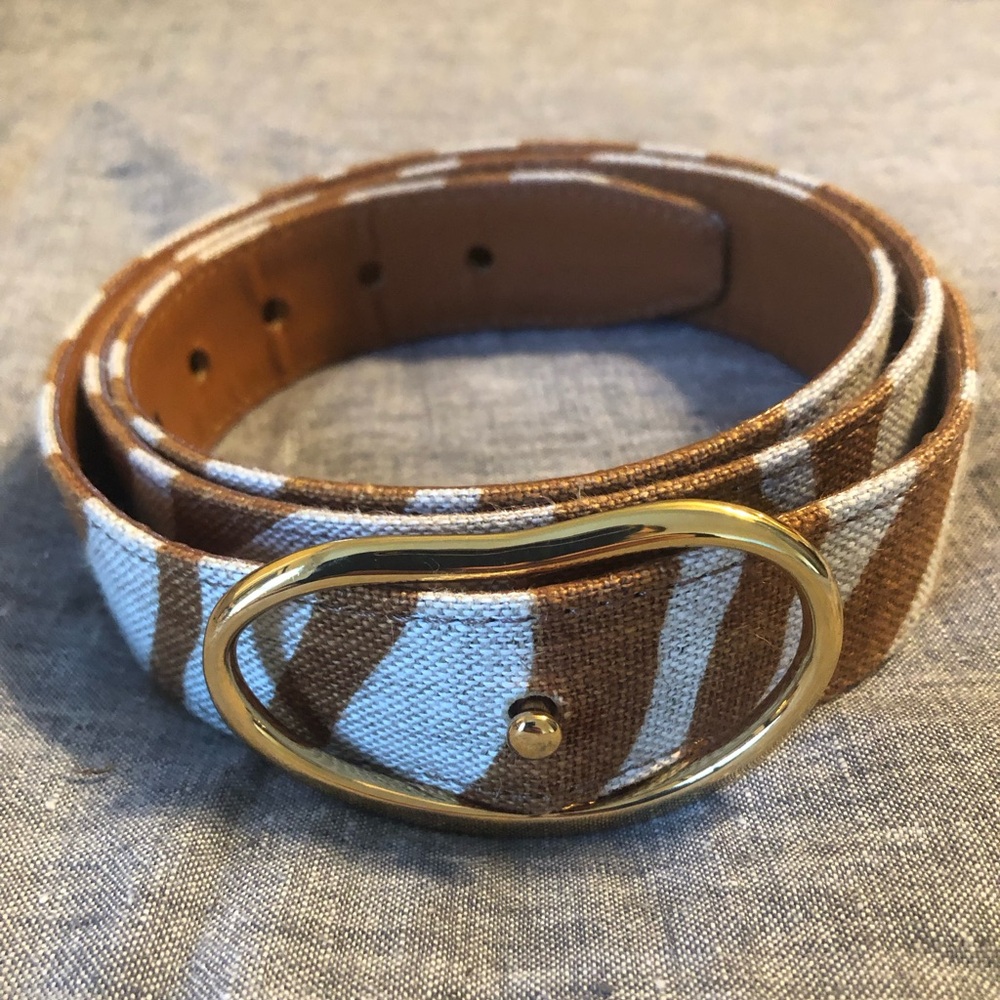 GUC Lizzie Fortunato Wide Georgia Belt Bronze Zebra Size L